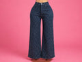 RHINESTONE WIDE-LEG  HIGH-WAIST JEANS